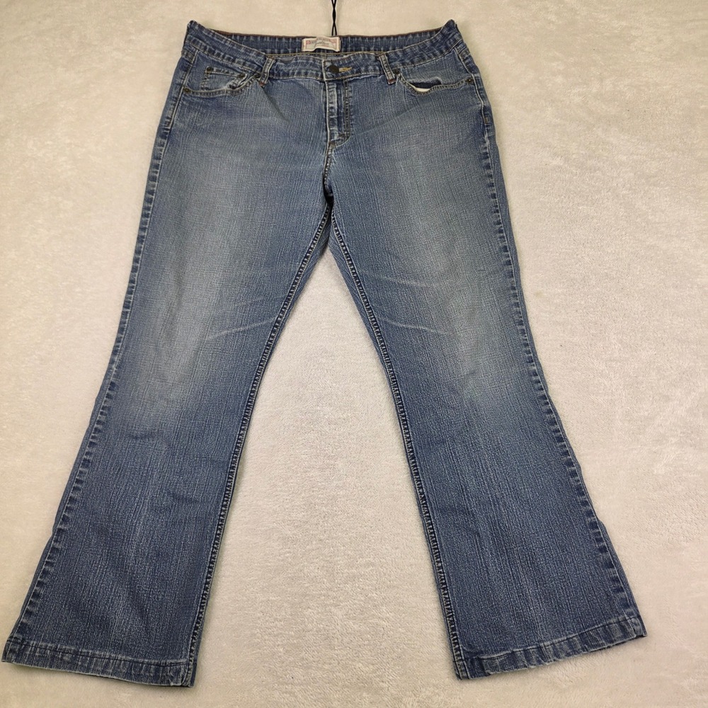 Faded Glory Womens Blue Medium Wash Bootcut Jeans Size 16L Mid Rise Stretch
